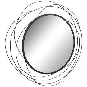 25.6" Circle Mirror for Wall, Modern Metal Wall Art for Living Room, Bedroom and Dining Room, Black