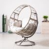 Direct Wicker Outdoor Indoor Swing Chair with 4-in-1 Cushions, Metal Frame, Wicker Hanging Chair, Grey