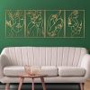 4 Pack Gold Wall Art Decor, Female Flower Face Lover Minimalist DÃ©cor Single Line Art Wall DÃ©cor, Real Metal Wall Art
