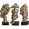 3 Pcs Thinker Statue, Silence is Gold Abstract Art Figurine, Modern Home Resin Decorative Objects Decor for Home Office Bookshelf Desktop