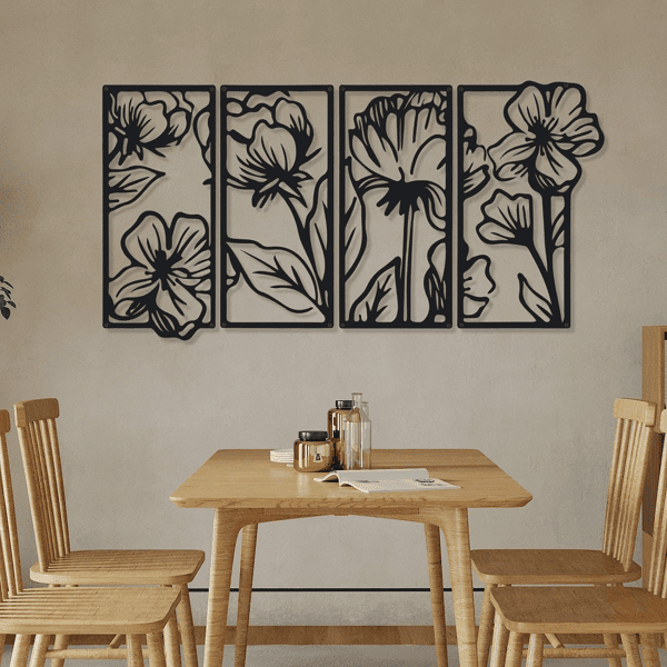 CIFbuy Gothic Floral Metal Wall Art Set of 4 Vintage Botanical Motifs for Living Room Bedroom Office Decor(TikTok, temu pick-up service)