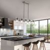 37" Brushed Nickel 5-Light Chandelier - Contemporary Kitchen Island Pendant Light with Clear Glass Shades for Dining Room, Farmhouse