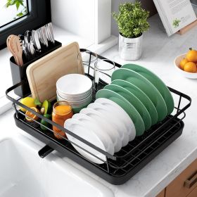 Dish Drying Rack for Kitchen Counter, Stainless Steel Sink Organization and Storage Essentials with Cutlery Holder, Home and Appartment Decor