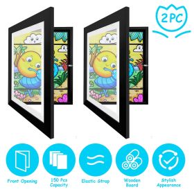 2Packs Kids Art Frame Front Opening Wooden Frame Artwork Display Storage Frame A4 Picture Frame Wall Display for Photo Art Projects Picture Child