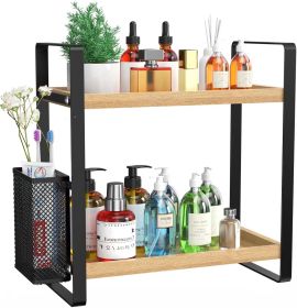Bathroom countertop storage rack with basket, bathroom organizer shelf, vanity and skincare product storage rack, storage rack for bathroom, kitc