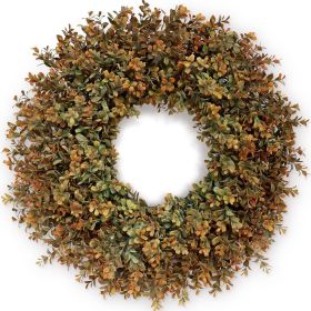 26-inch large autumn wreath, suitable for front doors, porches, and windows - Artificial boxwood leaf outdoor autumn wreath