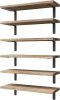 Wooden Floating Shelf Set (6 pieces), Wall Decor Shelf, Country Style Bedroom Shelf, Bathroom Storage Shelf, Living Room Bookshelf - Vintage Brown
