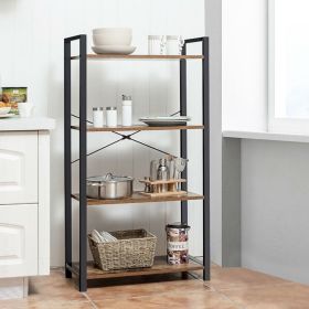 4-Tier Rustic Bookshelf Industrial Bookcase Diaplay Shelf Storage Rack