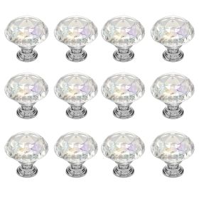 VEVOR Cabinet Knobs, 12 Pack, 1.22 Inch Acrylic & Zinc Alloy Drawer Pulls Door Handles, Diamond Kitchen Solid Knobs Dresser Handles