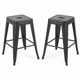 24 Inch Counter Height Stool, Backless Metal Bar Stools Set of 2, Non-Stackable, Detachable & Easy Assembly