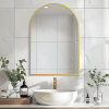 38"*26"Aluminum alloy fine-edged right-angle arched gold wall mirror Decorative Bathroom Mirror with Elegant Scalloped Design (Set of 2)