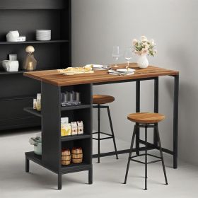 Kitchen Island, Kitchen Shelf Bar Table with 5 Open Storage Shelves and Large Worktop
