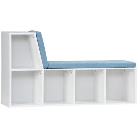Multi-Purpose Bookshelf with 5 Cubes, 5-Cubby Bookcase with Cushioned Reading Nook and Storage Shelves, Blue