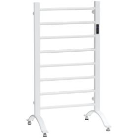 8-Bar Heated Towel Warmer Rack with Built-in Timer and LED Indicators