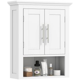 Bathroom Wall Cabinet, Medicine Cabinet, Toilet Storage Cabinet with Shelf for Living Room and Entryway, White