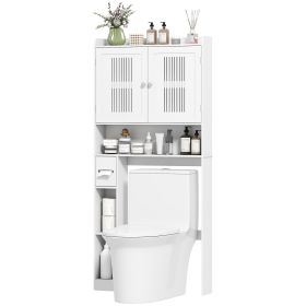 Over the Toilet Storage Cabinet, Bathroom Organizer with Adjustable Shelf, Toilet Paper Holder for Bathroom, Laundry
