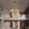 24-inch Crystal Chandelier LED Ceiling Lamp, Adjustable Color Temperature 3000K/4000K/6000K, Height Adjustable, Luxury Round Chandelier