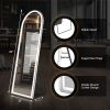64"x21" LED Arched Full Length Mirror with Aluminum Frame and Polished Glass for Bedroom