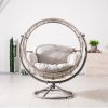 Direct Wicker Outdoor Indoor Swing Chair with 4-in-1 Cushions, Metal Frame, Wicker Hanging Chair, Grey