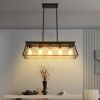 32-inch Black Industrial 5-Light Pendant Chandelier, Modern Metal Cage Design, Adjustable Hanging Light for Dining Room, Kitchen