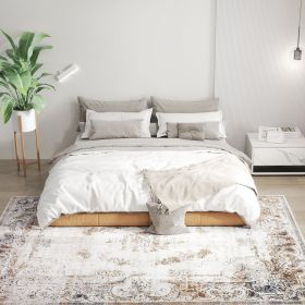 6x9 Boho Area Rug, Machine Washable Carpet For Living Room, Bedroom, Dining Room, Kitchen, Home Office, Brown (Option: BROWN)