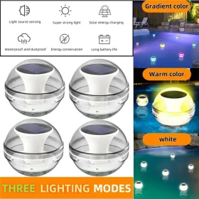 Swimming Pool Lights Solar Floating Light With Multi-Color LED Waterproof Outdoor Garden Lights 6pcs,IPX7 Waterproof Rechargeable Color Changing (Option: 4PCS)