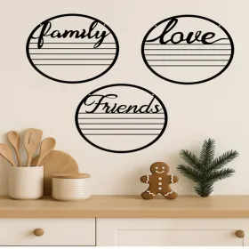 CIFbuy 3 Piece Round Wall Decor Set Inspirational Quote Signs For Friendship Love Family Rustproof Modern Wall Art(TikTok, Temu Pick-up Service) (Option: defaulttitle)