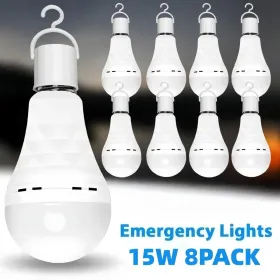 8PCS/4PCS Rechargeable LED Light Bulbs 80W Equivalent 1200mAh Battery Backup For Power Outages Emergency Use A19 Size E26/E27 Socket Portable Fla (Option: 8PCS)