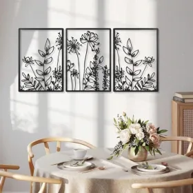 CIFbuy Modern Boho Floral Wall Art Set Of 3 Minimalist Canvas Prints For Living Room Bedroom Office Decor (TikTok, Temu Pick-up Service) (Option: defaulttitle)