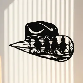 CIFbuy Aluminum Western Cowboy Hat Silhouette Wall Art Decor Country Theme Home Decoration Gift(TikTok, Temu Pick-up Service) (Option: defaulttitle)