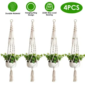 2Pcs Plant Hanger Flowerpot Net Bag 40in Cotton Rope Plant Hangers 4Legs Plant Hanger (Option: 4PCS)