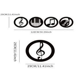 CIFbuy Vintage Music Themed 4 Piece Wall Art Decor Set Elegant Black Iron Frame Gift For Music Lovers (TikTok, Temu Pick-up Service) (Option: defaulttitle)