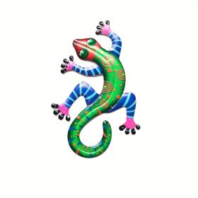 1pc/4pcs Metal Gecko Wall Decor, Plaques & Wall Art, 3D Lizard Colorful Wall Sculpture Decoration For Garden, Fence, Lawn, Farmhouse (style: Green (1pc))