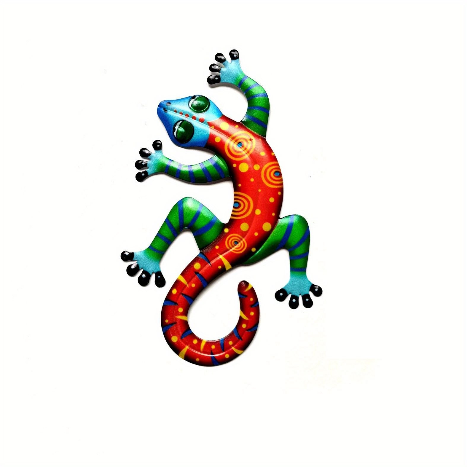 1pc/4pcs Metal Gecko Wall Decor, Plaques & Wall Art, 3D Lizard Colorful Wall Sculpture Decoration For Garden, Fence, Lawn, Farmhouse (style: Red (1pc))