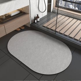 Diatomite Bathroom Super Absorbent Mat Non-slip Home Kitchen Toilet Quick Drying Floor Mats Room Doormat Oil Proof Floor Mats (Specification: 500MMx800MM, Color: Oval Gray)