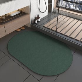 Diatomite Bathroom Super Absorbent Mat Non-slip Home Kitchen Toilet Quick Drying Floor Mats Room Doormat Oil Proof Floor Mats (Specification: 500MMx800MM, Color: Oval Dark Green)