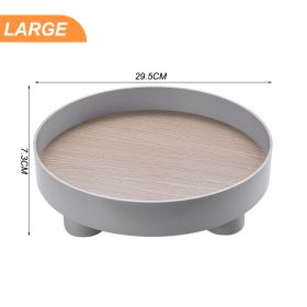 Modern Decorative Trays Home Decor Round Storage Tray Organizer Nordic Art Tray Jewelry Tray Candlestick Stand Table Living Room (Ships From: China, Color: Large grey)