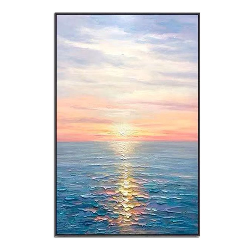 Hand Painted Abstract Oil Painting Wall Art Seascape Picture Minimalist Modern On Canvas Decorative For Living Room No Frame (size: 50X70cm)