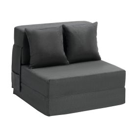 VEVOR Folding Sofa Bed, 3-in-1 Foldable Couch Bed with 2 Pillows and Washable Cover, 25D High Density Memory Foam Convertible Sleeper Chair Bed (Color: Dark Gray, Unfolded Size: 76x30 inch)