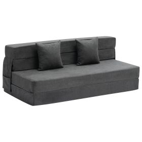 VEVOR Folding Sofa Bed, 3-in-1 Foldable Couch Bed with 2 Pillows and Washable Cover, 25D High Density Memory Foam Convertible Sleeper Chair Bed (Color: Dark Gray, Unfolded Size: 80x60 inch)