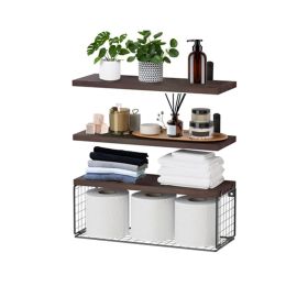 Shelves Wall Mounted for Bedroom/Kitchen/Office Wall Decor (Color: Brown, Type: Stoage Shelve)