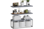 Bathroom Shelf Over Toilet, Floating Bathroom Shelf Wall Mounted with Wire Basket, Floating Shelf for Wall DÃ©cor