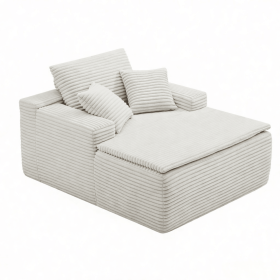 47" Modern Corduroy Upholstered Accent Sofa Chair with Seat Cushion , Single-Seat Lounge Sofa for Small Spaces, No Assembly Required (Orientation: 1-seater, Color: Beige-with Seat Cushion)