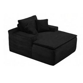 47" Modern Corduroy Upholstered Accent Sofa Chair with Seat Cushion , Single-Seat Lounge Sofa for Small Spaces, No Assembly Required (Orientation: 1-seater, Color: Black-with Seat Cushion)