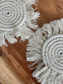 MacramÃ© Drink Coasters; (7inch) (Color: green)