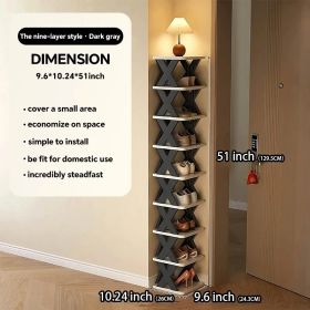 9/2-level shoe rack, can hold 9 pairs of shoes, a space-saving vertical shoe rack, a high and narrow shoe rack for the entrance passage, closet (Color: Nine-tier shoe rack - black)