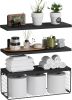 Bathroom Shelf Over Toilet, Floating Bathroom Shelf Wall Mounted with Wire Basket, Floating Shelf for Wall DÃ©cor