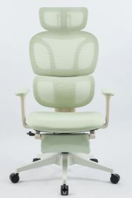 Foam office chair, ergonomic office chair, foam base, adjustable headrest, armrests, foot rests, with hanger (Color: green)