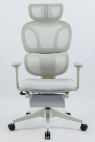 Foam office chair, ergonomic office chair, foam base, adjustable headrest, armrests, foot rests, with hanger (Color: Gray)