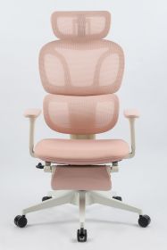 Foam office chair, ergonomic office chair, foam base, adjustable headrest, armrests, foot rests, with hanger (Color: Pink)